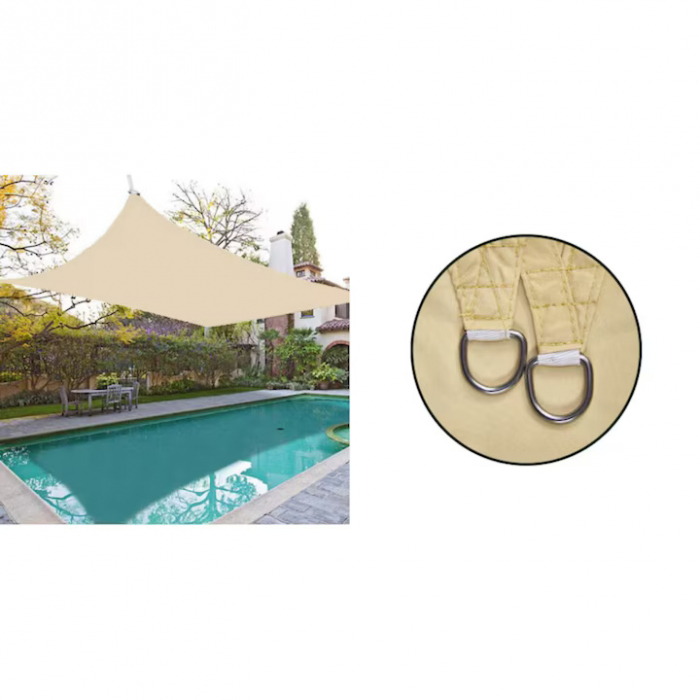 Prelata/Copertina impermeabila pentru soare VarioShop®, cu protectie UV, pentru gradina, terasa, piscina si camping, cu agatatoare, densitate 120 g/mp, dimensiune 3 x 2 m, Crem [8]