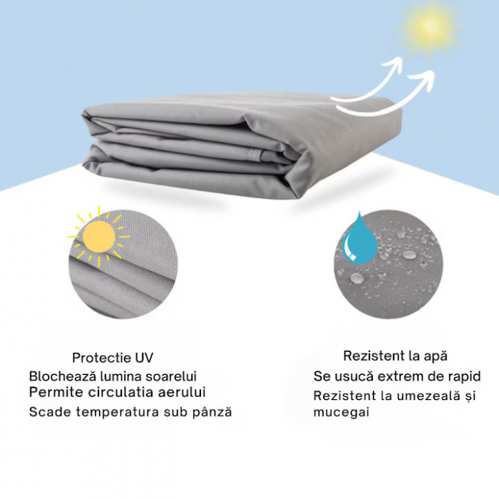 Prelata/Copertina impermeabila pentru soare VarioShop®, cu protectie UV, pentru gradina, terasa, piscina si camping, densitate 120 g/mp, dimensiune 4 x 3 m, Gri [8]