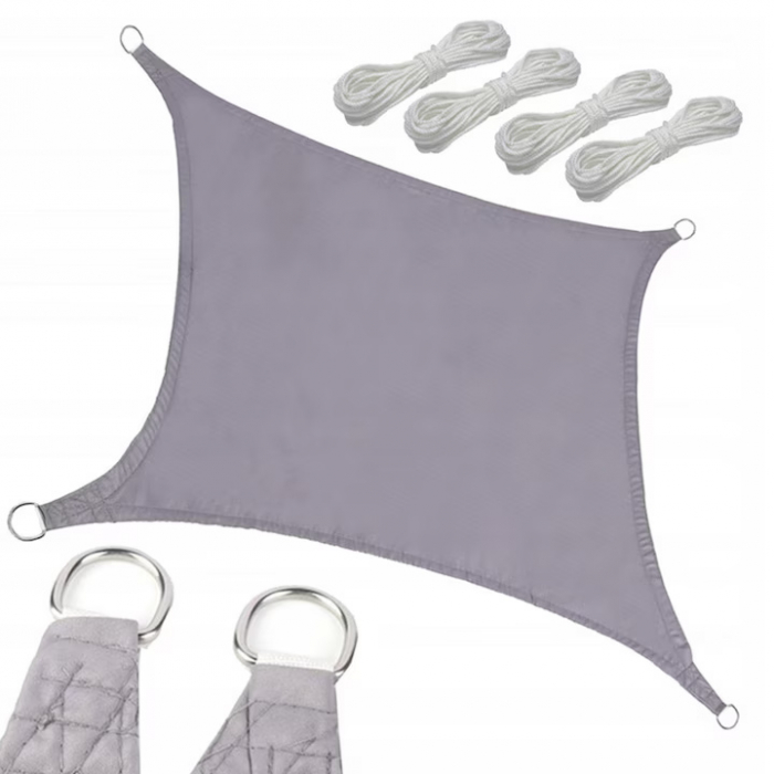 Prelata/Copertina impermeabila pentru soare VarioShop®, cu protectie UV, pentru gradina, terasa, piscina si camping, densitate 120 g/mp, dimensiune 4 x 3 m, Gri [12]