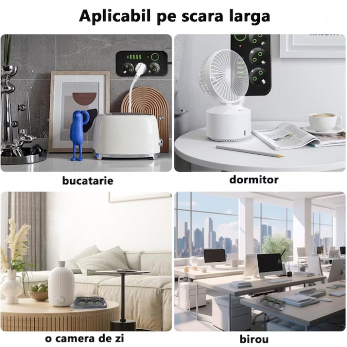 Prelungitor 2 m VarioShop®, 3 prize, 4 porturi USB si 1 port USB-C, solutia inteligenta pentru incarcare multipla, cu protectie completa si design compact, Negru [4]