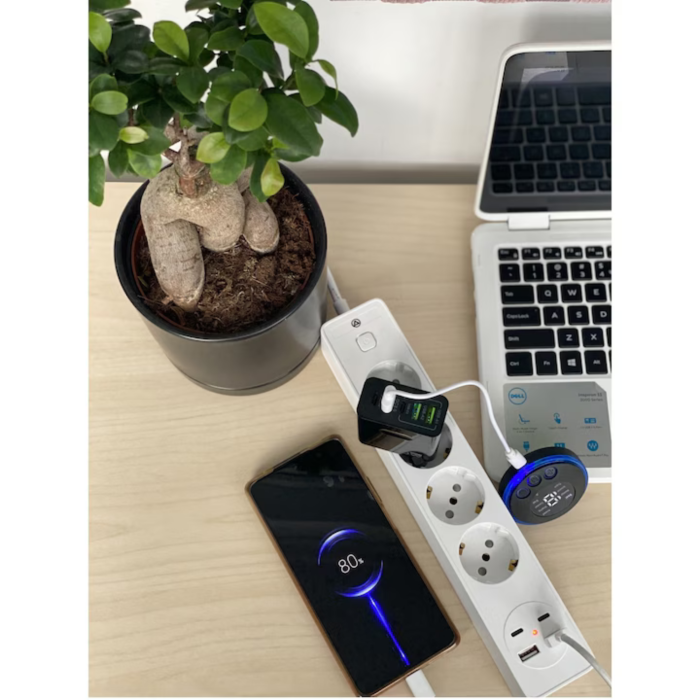 Prelungitor multifunctional VarioShop®, pentru casa si birou, cu 4 prize europene, 2 USB-A, 2 USB-C si protectie la supratensiune, 2500W [5]