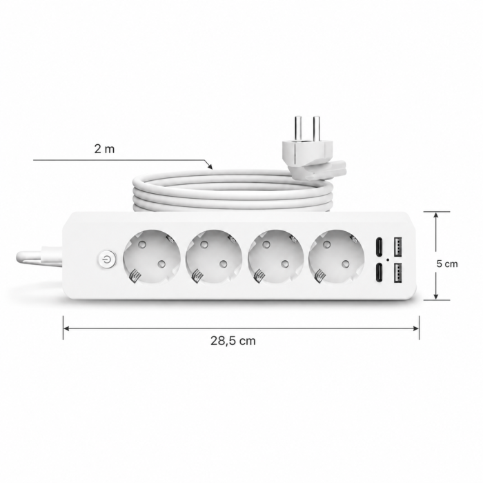 Prelungitor multifunctional VarioShop®, pentru casa si birou, cu 4 prize europene, 2 USB-A, 2 USB-C si protectie la supratensiune, 2500W [3]