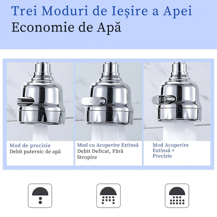 Prelungitor Pentru Robinet VarioShop®, Pentru Baie Si Bucatarie, Universal, Flexibil, Cap Cu Sita Ajustabil La 2 Tipuri De Jet, Material Metalic Rezistent, Dimensiune 17 cm, Argintiu [3]