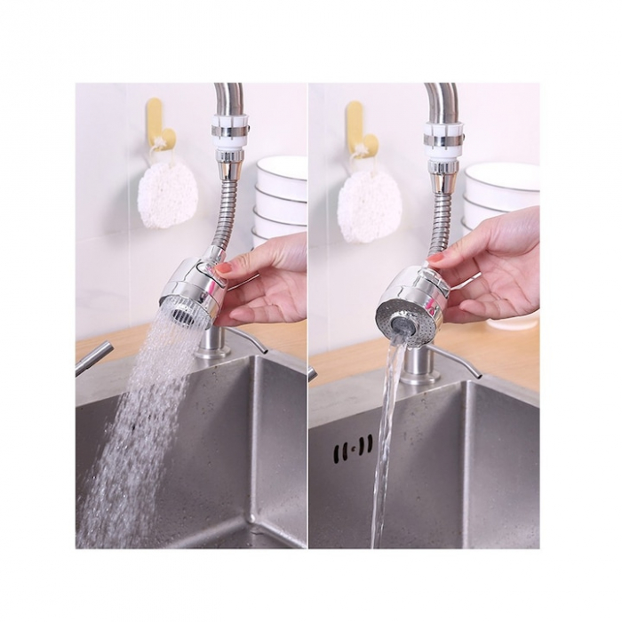 Prelungitor Pentru Robinet VarioShop®, Pentru Baie Si Bucatarie, Universal, Flexibil, Cap Cu Sita Ajustabil La 2 Tipuri De Jet, Material Metalic Rezistent, Dimensiune 17 cm, Argintiu [13]