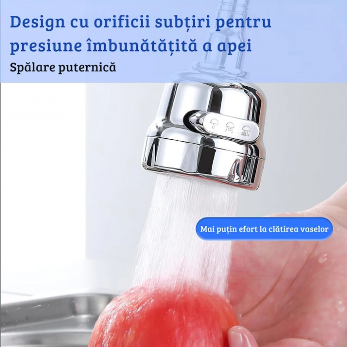 Prelungitor Pentru Robinet VarioShop®, Pentru Baie Si Bucatarie, Universal, Flexibil, Cap Cu Sita Ajustabil La 2 Tipuri De Jet, Material Metalic Rezistent, Dimensiune 17 cm, Argintiu [5]