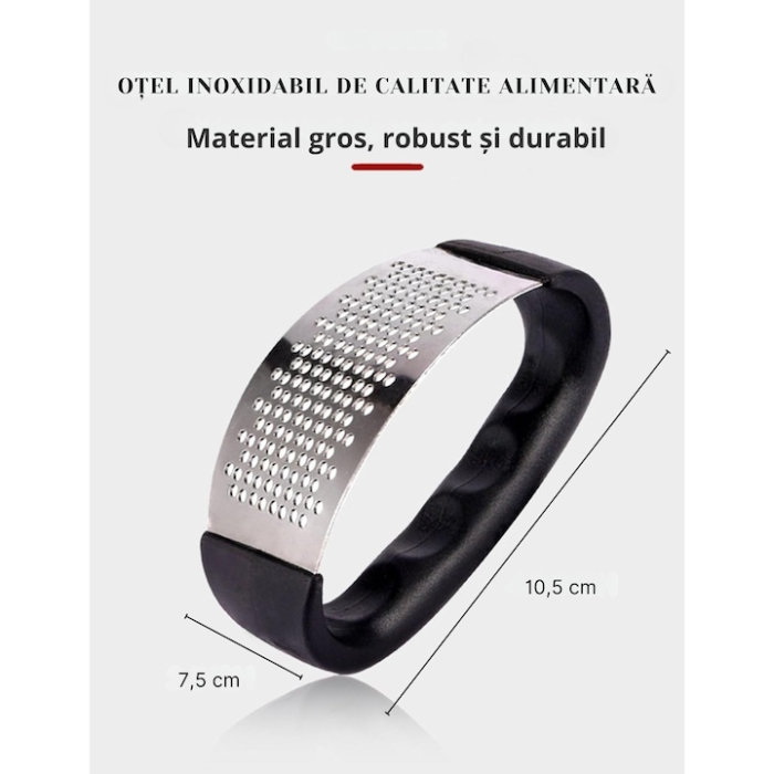 Presa manuala pentru usturoi VarioShop®, otel inoxidabil, maner ergonomic, usor de curatat, 10.5 x 7.5 cm, Negru [3]
