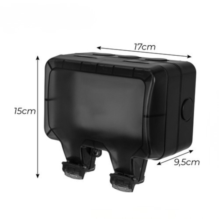 Priza dubla exterioara VarioShop®, IP66, 16A, 3680W, montare aparenta, capac blocabil, rezistenta la apa si praf, ABS, gri [9]