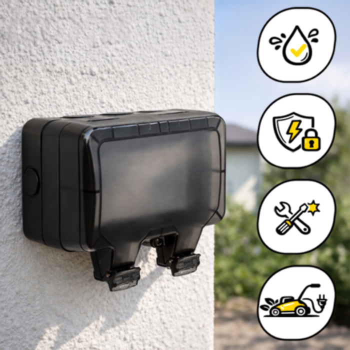 Priza dubla exterioara VarioShop®, IP66, 16A, 3680W, montare aparenta, capac blocabil, rezistenta la apa si praf, ABS, gri [4]