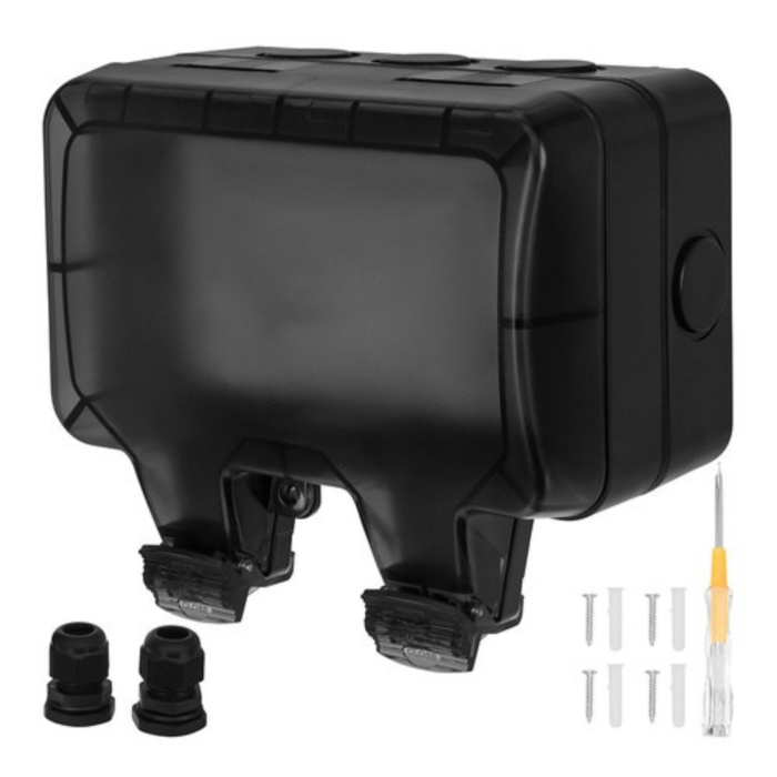 Priza dubla exterioara VarioShop®, IP66, 16A, 3680W, montare aparenta, capac blocabil, rezistenta la apa si praf, ABS, gri [8]
