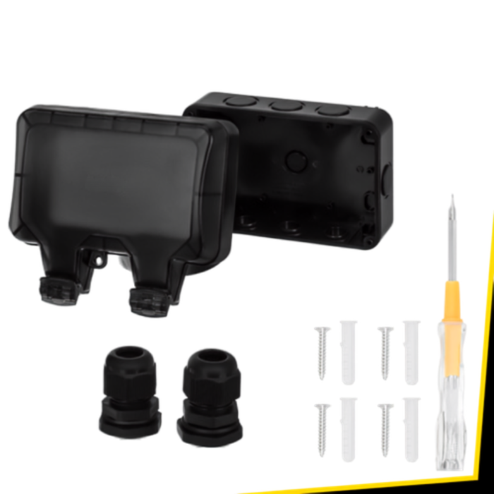 Priza dubla exterioara VarioShop®, IP66, 16A, 3680W, montare aparenta, capac blocabil, rezistenta la apa si praf, ABS, gri [12]