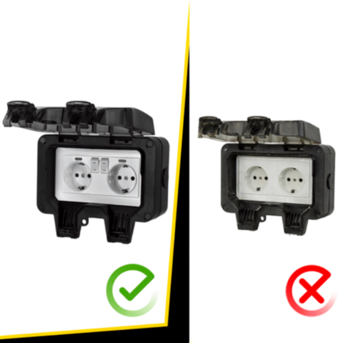 Priza dubla exterioara VarioShop®, IP66, 16A, 3680W, montare aparenta, capac blocabil, rezistenta la apa si praf, ABS, gri [5]