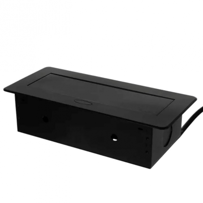 Priza Incorporabila in Mobilier VarioShop®, 3 Prize Schuko, Cablu Alimentare 1.9 m, Incastrabil, Negru [8]