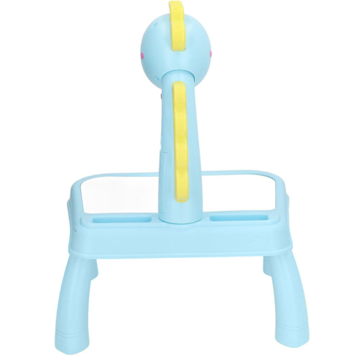 Proiector desen copii VarioShop®, masa educativa cu LED si muzica, tabla de desen cu 3 diapozitive, 12 markere si accesorii, model dinozaur, albastru, 35x29x24 cm [6]