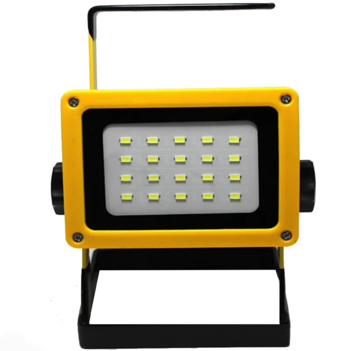 Proiector LED portabil VarioShop® 30 W, lumina reglabila alba, alimentare cu 3 acumulatori 18650, protectie IP65, pentru lucru, camping si reparatii, negru/galben [13]