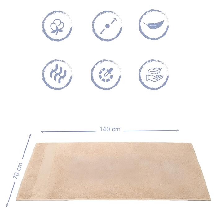 Prosop din bumbac VarioShop®, pentru baie, piscină și SPA, absorbant, 70 x 140 cm, crem [2]