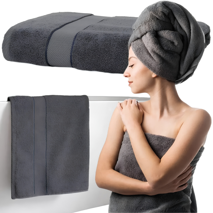 Prosop din bumbac VarioShop®, pentru baie, piscină și sală, densitate 500 g/m², 70 x 140 cm, gri [3]