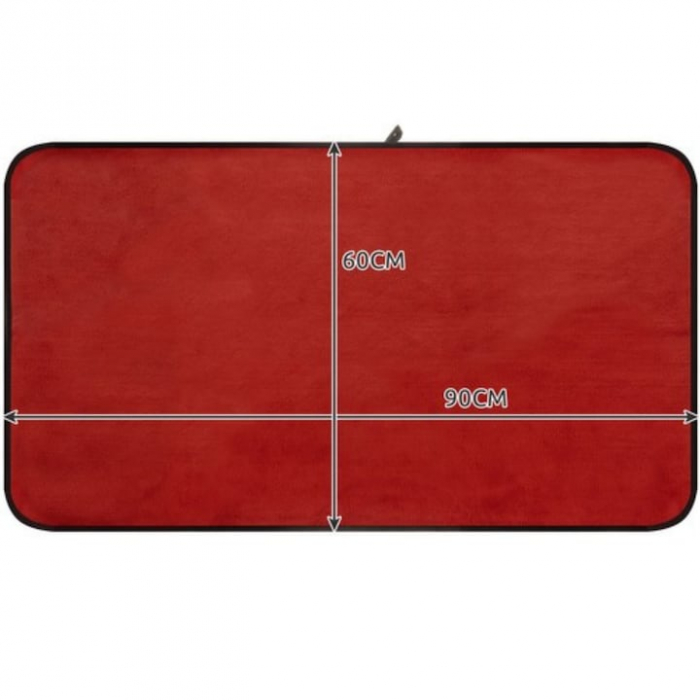 Prosop din microfibra pentru uscare auto VarioShop®, moale si pufos, doua fete practice, indepartate eficienta a apei, agatatoare, dimensiune mare 60 x 90 cm, Rosu/Negru [11]