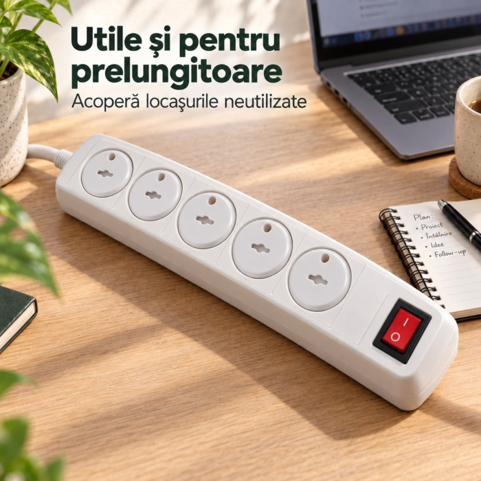 Protectii prize copii VarioShop®, pentru blocarea accesului la prize, demontare cu cheie, 15 bucati, 3 chei incluse,  3,7 x 2,3 cm, alb [3]