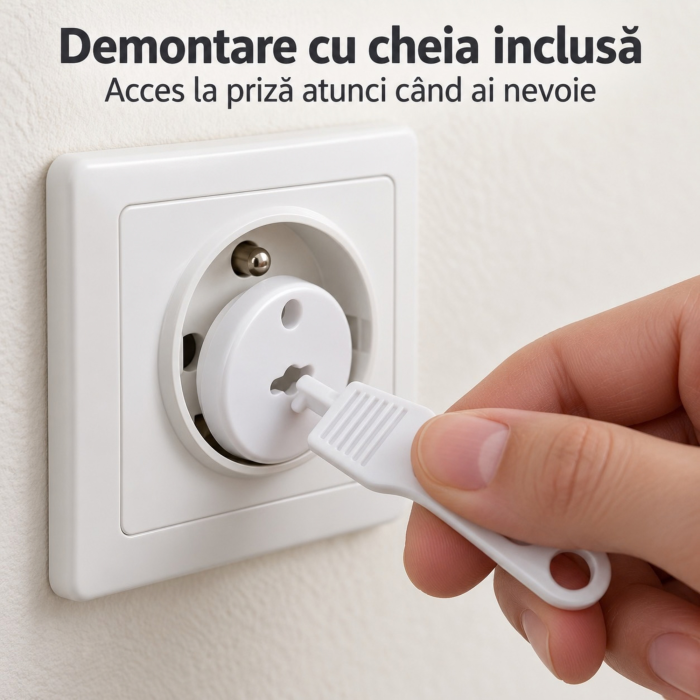 Protectii prize copii VarioShop®, pentru blocarea accesului la prize, demontare cu cheie, 15 bucati, 3 chei incluse,  3,7 x 2,3 cm, alb [11]