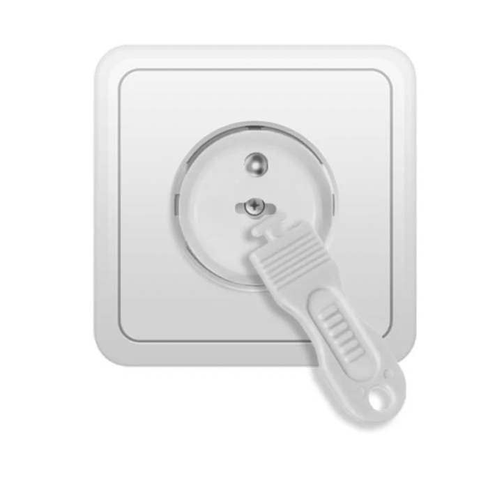 Protectii prize copii VarioShop®, pentru blocarea accesului la prize, demontare cu cheie, 15 bucati, 3 chei incluse,  3,7 x 2,3 cm, alb [9]