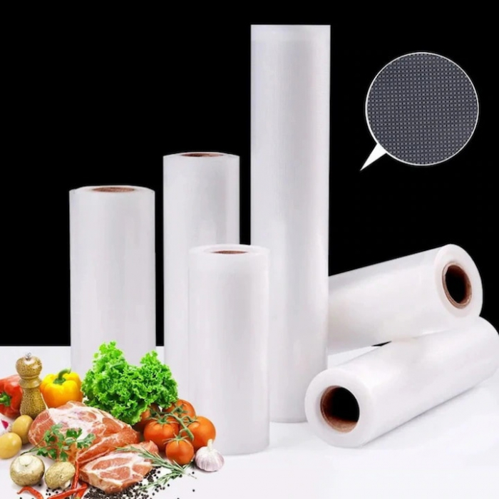Set 3 role pungi de vidat gofrate VarioShop®, 28 x 600 cm, pentru aparat de vidat alimente, potrivit pentru carne, legume, fructe reutilizabile, rezistente, sous vide, lavabile in masina de spalat, fa [15]