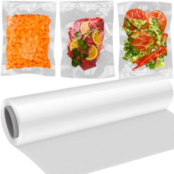 Set 3 role pungi de vidat gofrate VarioShop®, 28 x 600 cm, pentru aparat de vidat alimente, potrivit pentru carne, legume, fructe reutilizabile, rezistente, sous vide, lavabile in masina de spalat, fa [17]