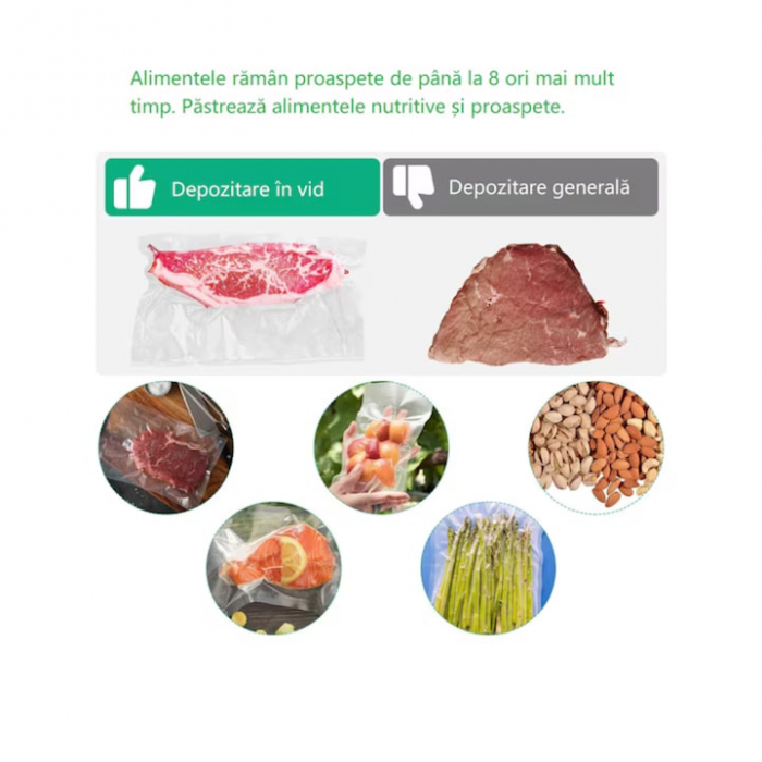 Set 3 role pungi de vidat gofrate VarioShop®, 28 x 600 cm, pentru aparat de vidat alimente, potrivit pentru carne, legume, fructe reutilizabile, rezistente, sous vide, lavabile in masina de spalat, fa [7]