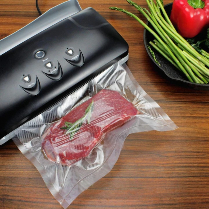 Set 3 role pungi de vidat gofrate VarioShop®, 28 x 600 cm, pentru aparat de vidat alimente, potrivit pentru carne, legume, fructe reutilizabile, rezistente, sous vide, lavabile in masina de spalat, fa [12]