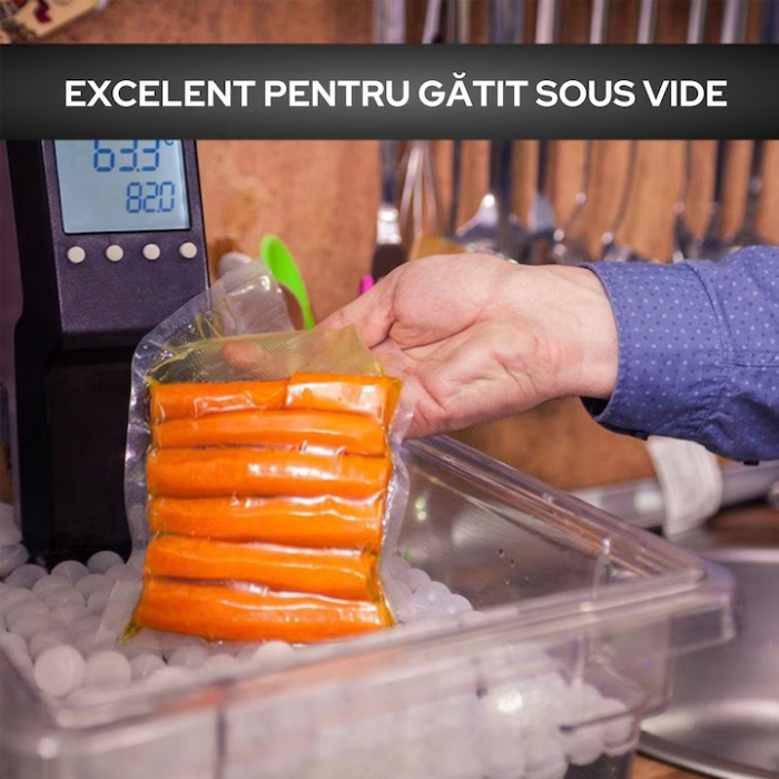 Set 3 role pungi de vidat gofrate VarioShop®, 28 x 600 cm, pentru aparat de vidat alimente, potrivit pentru carne, legume, fructe reutilizabile, rezistente, sous vide, lavabile in masina de spalat, fa [8]
