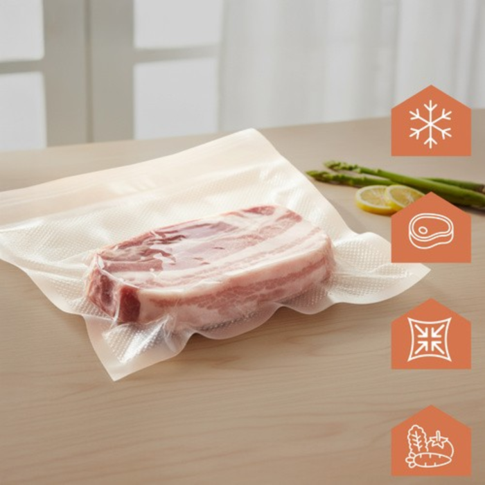 Pungi vidat alimente 20 x 30 cm VarioShop®, set 50 buc, etansare puternica, compatibile aparat de vidat, transparente, rezistente, pentru congelare si depozitare alimente [2]
