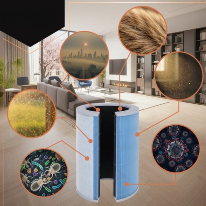 Purificator de aer inteligent VarioShop®, HEPA H12, ionizare, WiFi Smart Life, CADR 370 m³/h, ultra-silențios 21 dB, consum 35 W, pentru alergici, copii și animale, până la 80 m² [4]