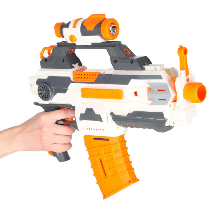 Pusca 4 in 1 cu gloante din spuma VarioShop®, blaster cu accesorii tactice, 30 sageti spuma, lanterna, amortizor si 2 incarcatoare, pentru copii 6 ani+, 76 cm [8]