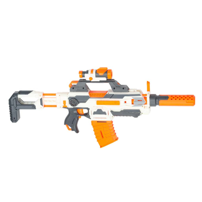 Pusca 4 in 1 cu gloante din spuma VarioShop®, blaster cu accesorii tactice, 30 sageti spuma, lanterna, amortizor si 2 incarcatoare, pentru copii 6 ani+, 76 cm [7]