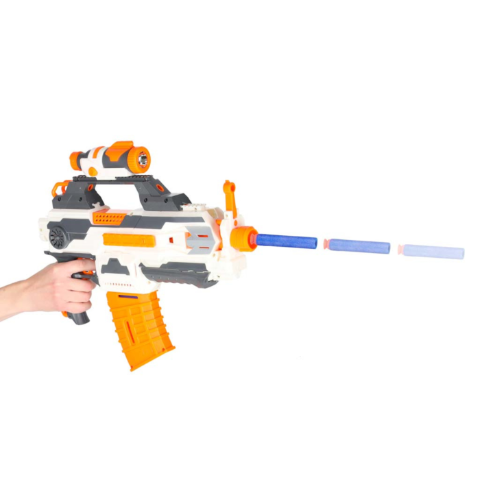 Pusca 4 in 1 cu gloante din spuma VarioShop®, blaster cu accesorii tactice, 30 sageti spuma, lanterna, amortizor si 2 incarcatoare, pentru copii 6 ani+, 76 cm [5]