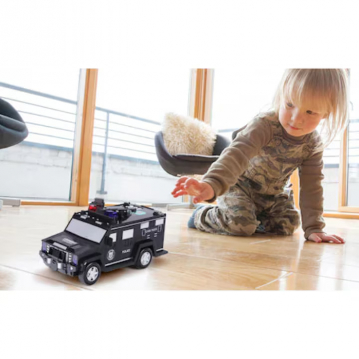 Pusculita Electronica Metalica VarioShop® Stil Masina Blindata, Sunete si Lumini, Deschidere cu pin si amprenta, Compatibila cu hartie si monede, Negru [29]