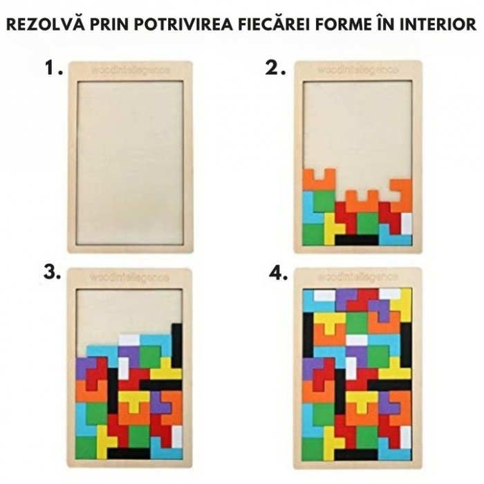 Puzzle din lemn VarioShop®, jucarie educationala pentru copii Montessori, 40 piese, tip Teatris, dezvolta logica, creativitatea, lemn, 27 x 18 cm, Multicolor [8]