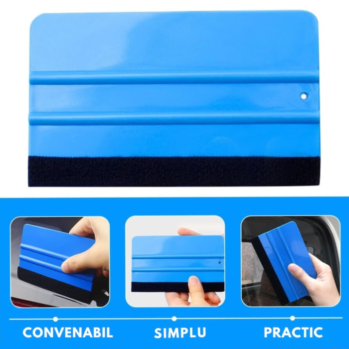 Racleta profesionala 3M cu margine din fetru VarioShop®, pentru aplicarea precisa a autocolantelor si foliilor, dimensiune mare 12.5 x 8 cm, Albastru [4]