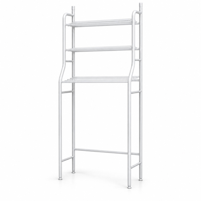 Raft de baie cu 3 polite VarioShop®, stabil si compact, pentru organizare deasupra toaletei sau masinii de spalat, 153 x 65 x 25 cm, alb [9]