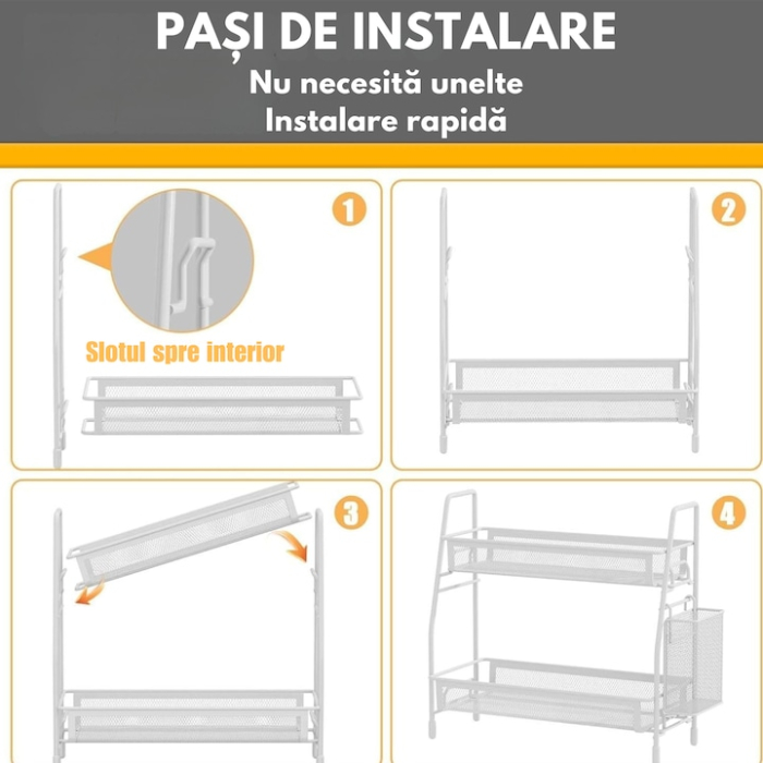Raft de bucatarie/baie pe 2 niveluri VarioShop®, multifunctional, design modern, pentru spatii inguste, metal, 32.5 x 17 x 31 cm, Alb [4]
