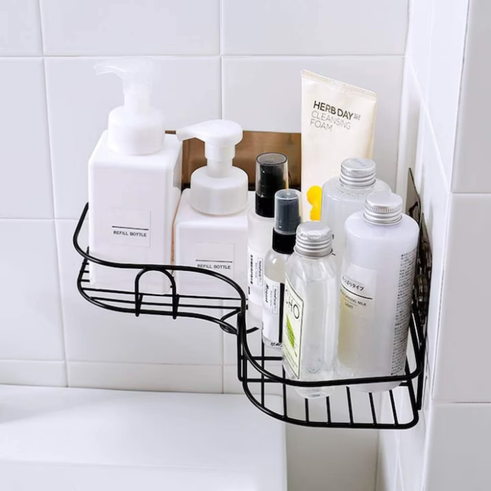 Raft de colt autoadeziv VarioShop, design compact, rezistent la umiditate, plastic, Negru, 36x26x12cm [6]