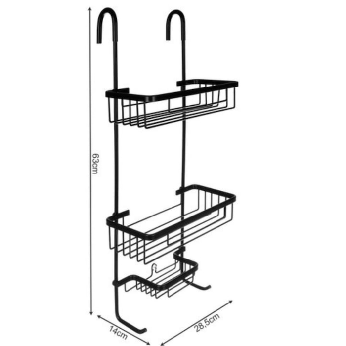 Raft de dus suspendat, VarioShop, 3 nivele, inoxidabil, negru, 63x14x28,5cm [11]
