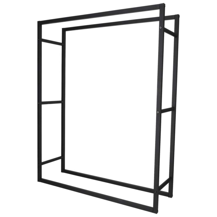 Raft metalic VarioShop®, pentru depozitarea lemnelor langa semineu si soba, structura din fier, sarcina 150 kg, 100 x 80 x 25 cm, negru [9]