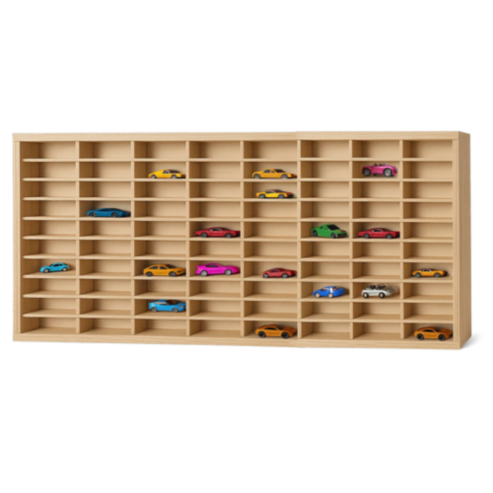 Raft organizator din lemn pentru masinute VarioShop®, model TIR, 80 de compartimente, design decorativ si educativ [7]