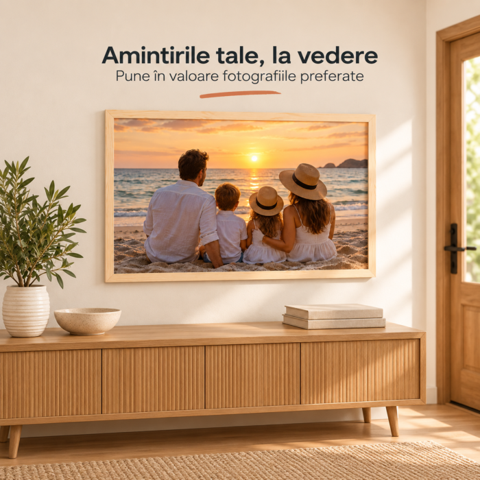 Rama foto VarioShop®, pentru fotografii, postere si puzzle-uri, protectie acrilica, lemn de pin nelacuit, 60 x 40 cm, natur [3]
