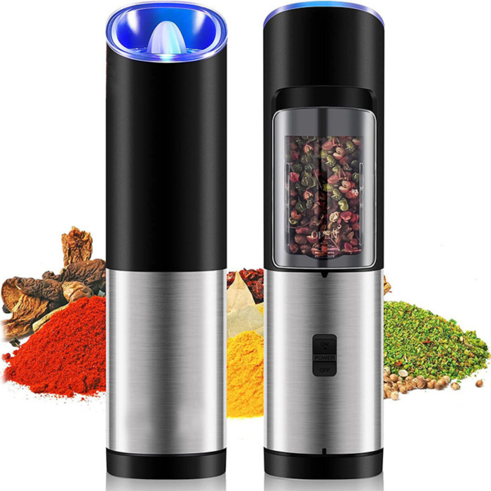 Rasnita electrica sare si piper VarioShop®, cu mecanism gravitational, macinare reglabila, LED albastru, recipient 85 ml, 20x5 cm [10]