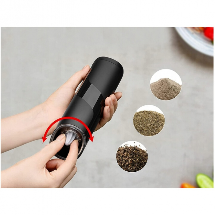 Rasnita Electrica VarioShop® Cu Inductie Gravitationala Pentru Condimente, Indicator LED, Grosime Reglabila, Negru [14]