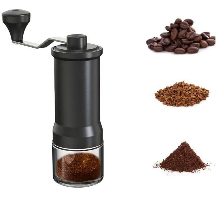 Râșniță manuală cafea VarioShop®, pentru espresso și cafea la filtru, cu măcinare reglabilă, recipient transparent, perie inclusă, 16,5x5,5 cm, negru [8]