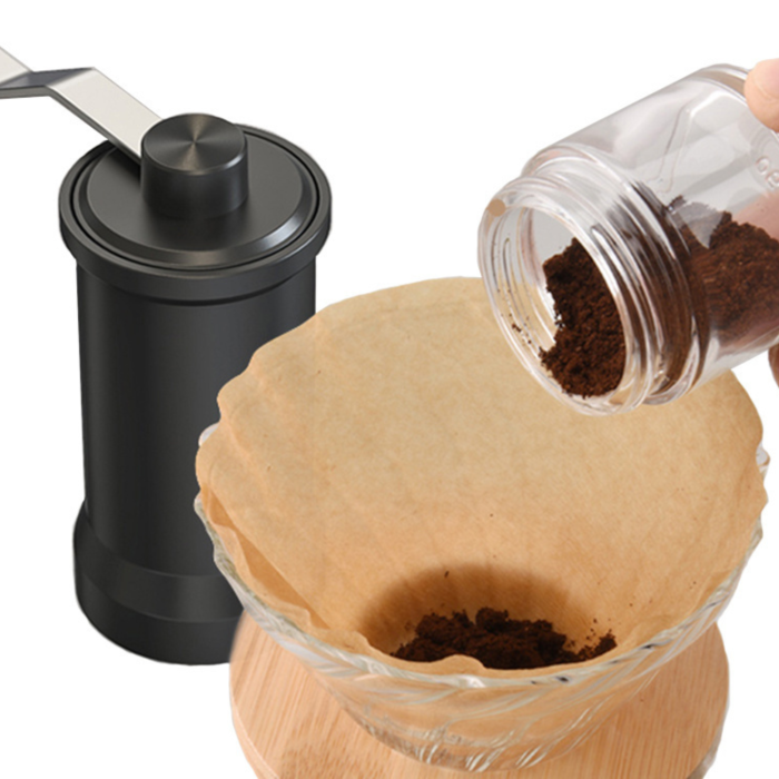 Râșniță manuală cafea VarioShop®, pentru espresso și cafea la filtru, cu măcinare reglabilă, recipient transparent, perie inclusă, 16,5x5,5 cm, negru [6]