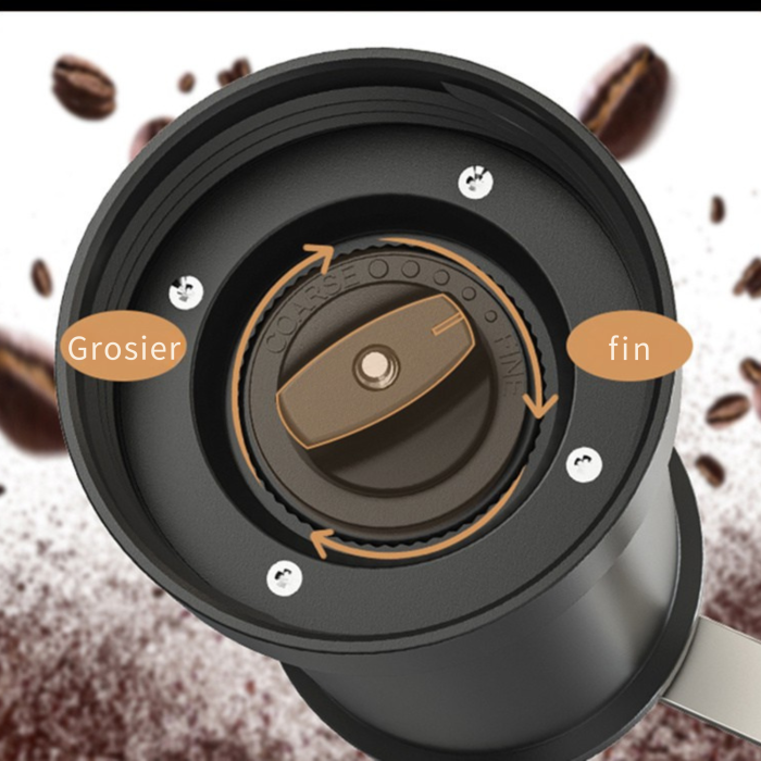 Râșniță manuală cafea VarioShop®, pentru espresso și cafea la filtru, cu măcinare reglabilă, recipient transparent, perie inclusă, 16,5x5,5 cm, negru [7]