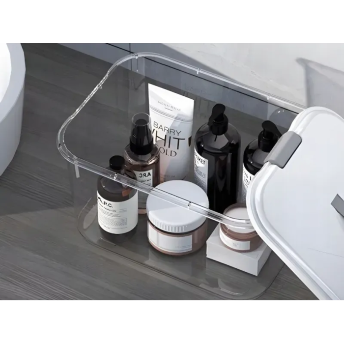 Recipient plastic depozitare VarioShop®, pentru uz casnic, cu capac, maner si clipuri laterale, capacitate 20 L, 37,5 x 27 x 20,5 cm, negru [6]